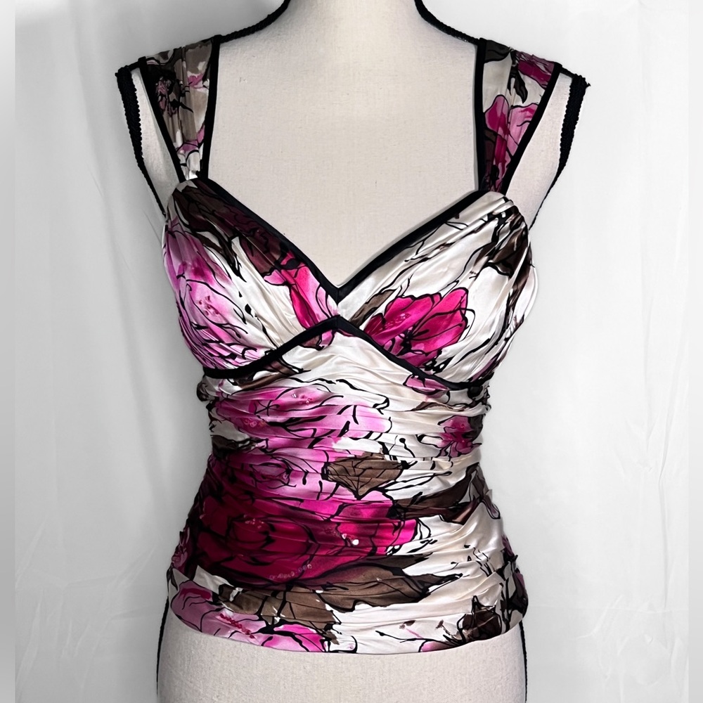 Adrianna Papell Beaded Silk Sleeveless Corset Top Size 8